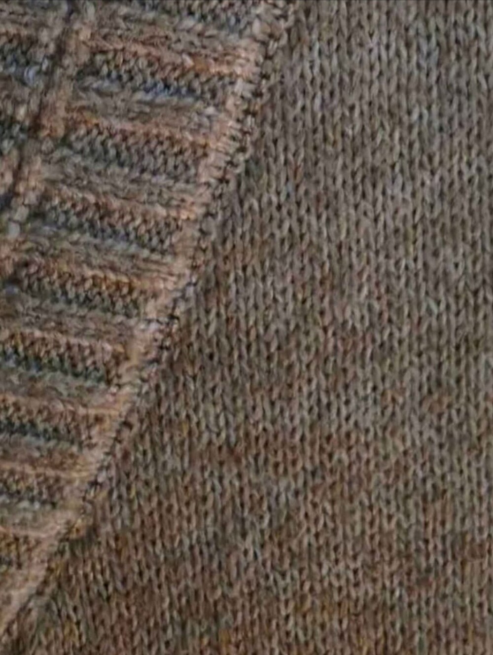 V-neck Sweater, Heathered Tan w/Subtle Silver Rhinestone Stars On Front & Sleeve - Picture 3 of 7